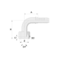 20491T ESP. H. 90° METR. LIVIANA PARA MANGUERA R1 - R2 - R12 - 4SP